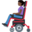 woman in motorized wheelchair, dark skin tone